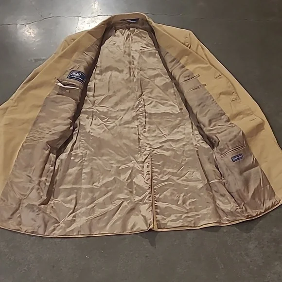 POLO BY RALPH LAUREN TAN 100% COTTON SPORT COAT BLAZER MADE IN ITALY - Picture 9 of 13